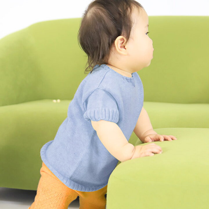 市場 ベビー服 トップス 女の子 オーガニックコットン 男の子 半袖 かわいい ベビー 抗菌 70サイズ 日本製 赤ちゃん 綿 春 ニット 70cm サマーニット