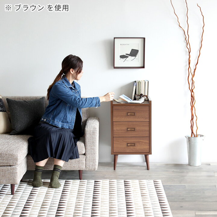 楽天市場】チェスト ホワイト 3段チェスト ローチェスト デスクサイド 