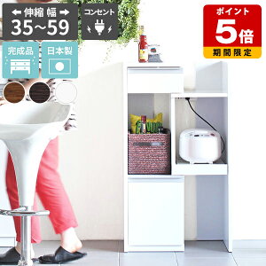 レンジ台 幅50 スリム 60幅 完成品 伸縮 スライド コンセント付 キッチン 隙間 収納 ワゴン 炊飯器 ストッカー キッチン収納 伸縮ラック トースター レンジ ロータイプ 電子レンジ台 作業台 引