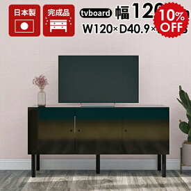 テレビ台 120cm ローボード テレビボード 120 黒 リビング収納 脚付き 鏡面 完成品 収納 背面 ブラック サイドボード 高級 書斎 幅120 扉付き 扉 オフィス インテリア 開き戸 50インチ 50型 tvボード リビングボード リビング TV台 高さ60cm ロータイプ 日本製 BK 120LTV ☆