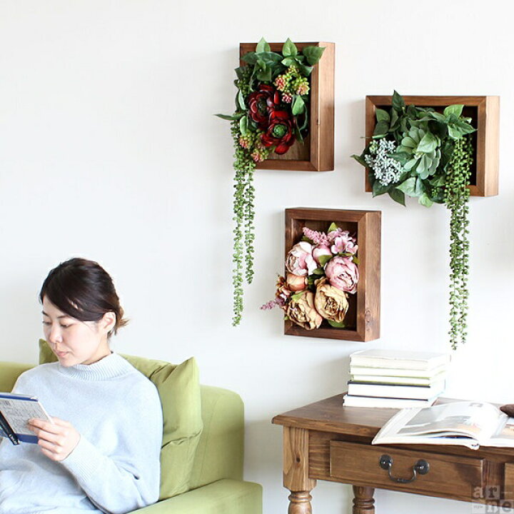 楽天市場】光触媒 観葉植物 小型 壁掛け グリーン 人工観葉植物 リーフ 