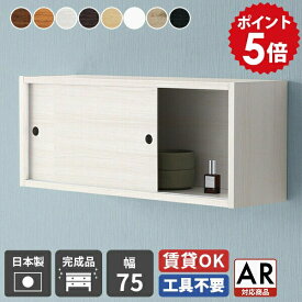 ウォールラック ウォールシェルフ トイレ 扉付き 石膏ボード シェルフ 棚 吊り戸棚 本棚 引き戸 ウォールキャビネット 吊り棚 収納 飾り棚 壁 壁掛け棚 壁掛けシェルフ 壁掛け ラック 壁付け 和 ウォールボックス ディスプレイラック おしゃれ シンプル 幅75cm ★