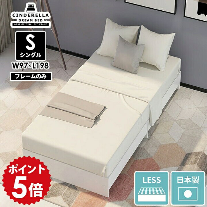 楽天市場】ベッドフレーム シングル すのこ シングルベッド 白 ヘッド  