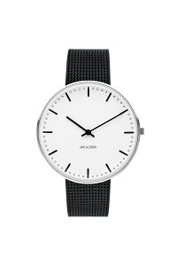 �y�������K�i�z�A���l���R�u�Z�� 40mm �r���v �V�e�B�[�z�[�� �X�e�����X �u���b�N ���b�V���x���g �E�H�b�` / ARNEJACOBSEN CITYHALL WATCH
