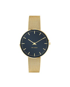 �y�������K�i�z�A���l���R�u�Z�� 34mm �r���v �V�e�B�[�z�[�� �I�b�N�X�t�H�[�h �u���[ �X�e�����X �S�[���h ���b�V���x���g �E�H�b�` / ARNEJACOBSEN CITYHALL WATCH