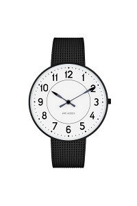 �y�������K�i�z�A���l���R�u�Z�� 40mm �r���v �X�e�[�V���� �X�e�����X ���b�V���x���g �E�H�b�` / ARNEJACOBSEN STATION WATCH