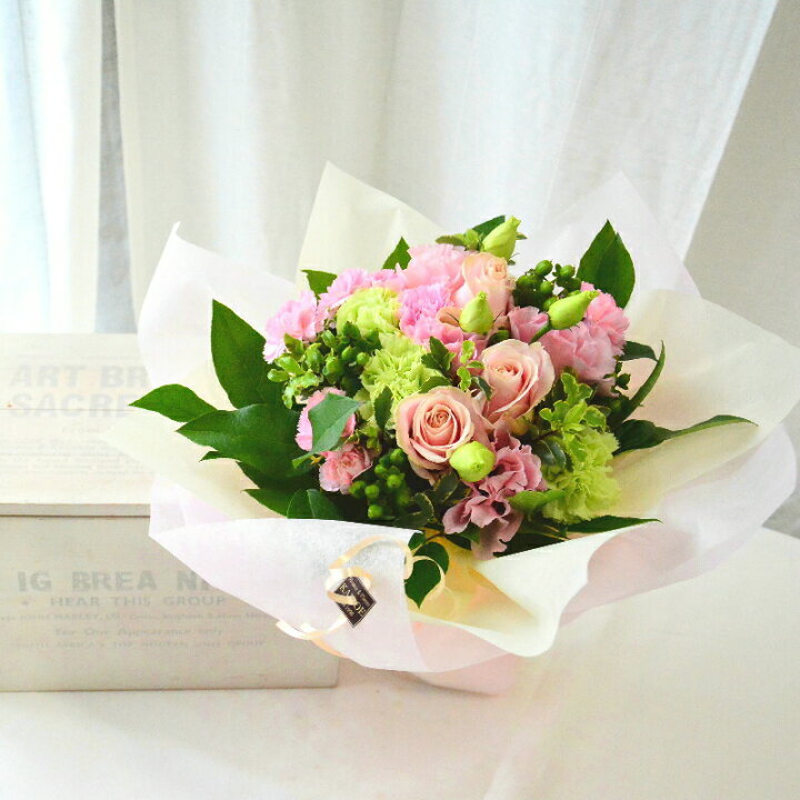楽天市場 母の日 あす楽 誕生日 花 花束 切花 バラ カーネーション トルコキキョウ ピンク グリーン 送料無料 プレゼント 生花 ギフト 結婚祝い お見舞 歓送迎 結婚記念日 日頃の感謝 ウエディング ラッピング かわいい おしゃれ 土日発送 B Ng ブーケ 花とギフトの店 Arne