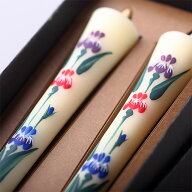 四季の花ろうそく 10cm 2本入【あやめ】 ／ 全19種 菖蒲 手描き 越後 新潟県 蝋燭 和柄 絵ろうそく 小池…