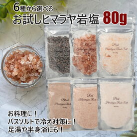 ヒマラヤ岩塩 6種類から選べる お試し 80g 食塩 バスソルトベース 塩 岩塩 食用 お試し パウダー 粒 使いやすい チャック袋