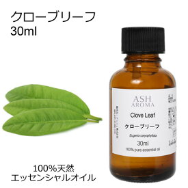 クローブリーフ 30ml アロマオイル エッセンシャルオイル 精油 天然100% 植物由来 高品質 AEAJ認定 スパイス系 香り 丁子 丁香 アロママッサージ アロマスプレー ハウスキーピング アロマバス ASH AROMA
