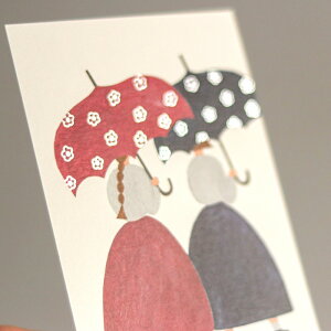 cozyca products ネクタイ 箔押しポストカード おはな柄の傘 手紙 グリーディングカード インテリア雑貨 おしゃれ 銀箔 文房具 メール便 表現社