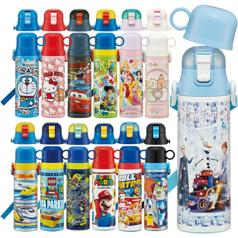 水筒 名入れ キッズ 子供用 超軽量 小学生 コンパクト2WAYステンレスボトル 580ml 水筒 SKDC6 入学 入園 お祝い プレゼント スケーター キャラクター ワンタッチ 保冷 保温 送料無料 マグ コップ  ショルダーベルト付き