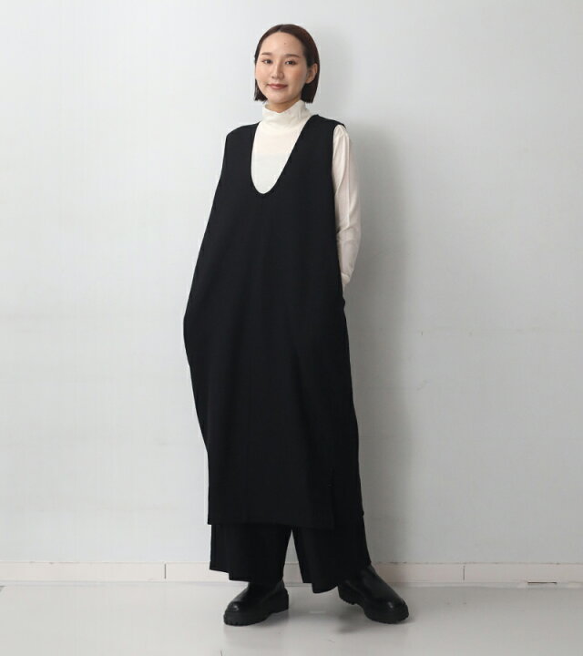 楽天市場】UNIVERSAL TISSU ウール圧縮 ジャンパードレス クロ  