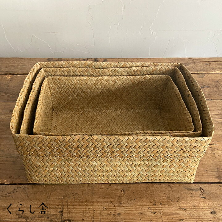 楽天市場】再入荷 カチュー 水草 かご 角型 3点セット ハンドメイド  