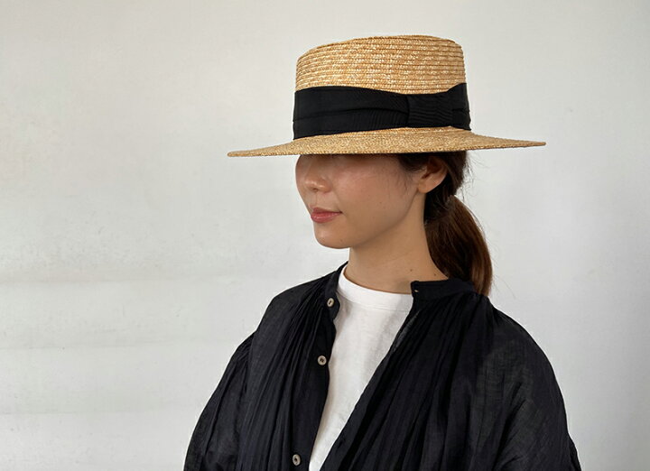 楽天市場 田中帽子店 カンカン帽 アルマ Alma ポークパイハット つば広 大人 麦わら帽子 帽子 ハット ポークパイ カンカン帽子 ブラック 黒 レディース 婦人用 高級 日本製 日本 職人 日よけ 日除け リボン りぼん かわいい サイズ調節 調整テープ 夏 麦わら 田中帽子