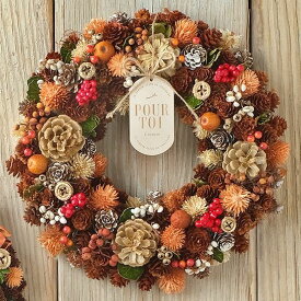リース ハロウィン 秋リース 造花リース ドライフラワー花輪 ナチュラルリース 33cm 秋色カラー 造花 玄関オブジェ ウォールディスプレイ ウォールデコレーションアートウォール 壁飾り 壁掛け おしゃれハロウィンリース ジョイL