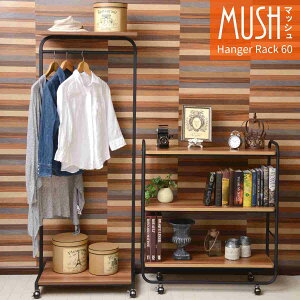 ハンガーラック幅60 オープンラック 本棚 収納家具 シェルフ アイアン パイプ デザイン ブラウン ナチュラル おしゃれ シンプル モダン インテリア コートハンガーメーカー直送商品