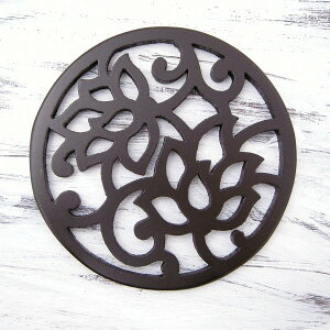 コースター おしゃれ 木製 タイ雑貨 アジアン雑貨壁掛け 壁飾り キッチン雑貨 茶たく 木 花瓶敷き木製コースター 丸型ウッドコースター Visaka (サークル)オリエンタルモダンシリーズ