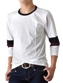 Tシャツ メンズ 配色切替 7分袖 ロンT 七分袖 長袖Tシャツ カットソー【メール便送料無料《M1.5》】【1-FR19A】