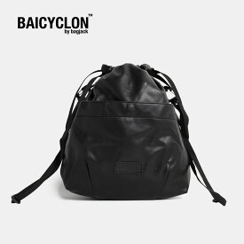 【クーポン＆P2倍】バイシクロン ショルダーバッグ 巾着 バッグ ドローストリングバッグ BAICYCLON DRAW STRING BAG(LE) BLACK ( フェイク レザー ブラック 黒 鞄 メンズ レディース BCL-114LE )