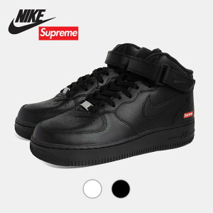 NIKE �i�C�L × SUPREME �V���v���[�� �G�A�t�H�[�X AIR FORCE 1 �R���{ �X�j�[�J�[ MID 2 COLOR ( �u���b�N �z���C�g �� �� �{�b�N�X���S AF1 �����Y ���f�B�[�X )