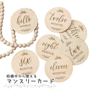 【7枚セット/裏表14パターン】ボタニカルデザインがおしゃれな木製のマンスリーカード 赤ちゃん ベビー 子供 フォト ニューボーン 寝相アート 記念撮影 セルフ撮影 成長記録