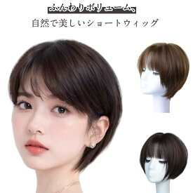 レディース ショート 茶 モカ 自然 薄め 自然色 フルウィッグ 黒 ふんわり 全かつら 医療用ウィッグにも ウィッグ ブラック 女性用 夏用 ボブスタイル ショートヘア 若返り効果 送料無料
