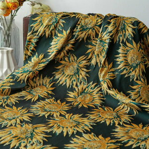 135cm幅 90cm単位 ジャカード生地 エンボス生地 浮き彫り生地 生地 布 布地 色織り生地 きじ ぬの 手作り生地 裁縫 DIY用生地 手芸用 ハンドメイド向け 花柄 田園風 向日葵 ひまわり イエロー グ