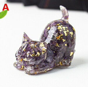 パワーストーン 猫 置物 アメジスト 水晶 開運 招き猫 金運アップ 浄化 癒し インテリア 雑貨 小物 ドリップゼリー 樹脂 オルゴナイト風 かわいい クリスタル 猫好き プレゼント ギフト 風水