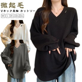 【2枚セット】 裏起毛 Tシャツ レディース 発熱素材 あったか Vネック 微起毛 トップス 長袖 カットソー ロンT ロング tシャツ インナー 暖かい 保温 黒 白 無地 ゆったり カジュアル 大きいサイズ おしゃれ シンプル ストレンチ 肌着 防寒 秋冬 送料無料