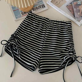 薄い ストライプ サイド 巾着 ショーツ カジュアル パンツ 女性の 夏の ハイ ウエスト スリム スリム ホット ガールズ セクシーな ホット パンツ