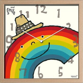 壁掛け時計 掛け時計 ウォールクロック アーティストクロック 武内 祐人 虹 電波時計ではありません おしゃれ シンプル 北欧 木製 かわいい 造花 デザイナーズ アンティーク ギフト 御祝 新築祝い モダン
