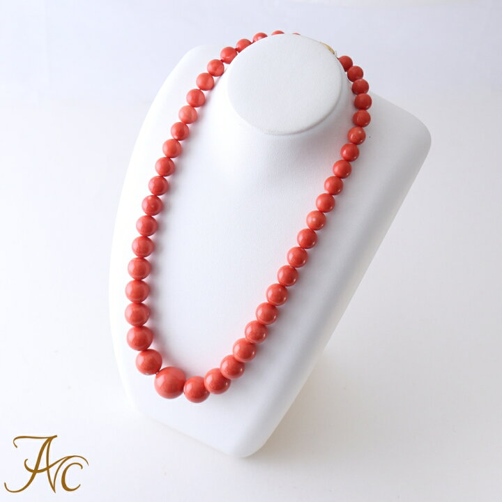 楽天市場】≪1年保証付き≫ 桃珊瑚9〜19ミリ玉53センチSVネックレス  