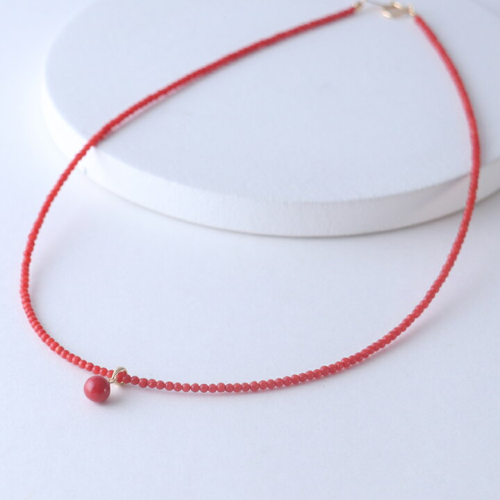 楽天市場】≪10%OFFクーポン≫ 赤珊瑚5.8ミリUP玉付きK18ネックレス 3  