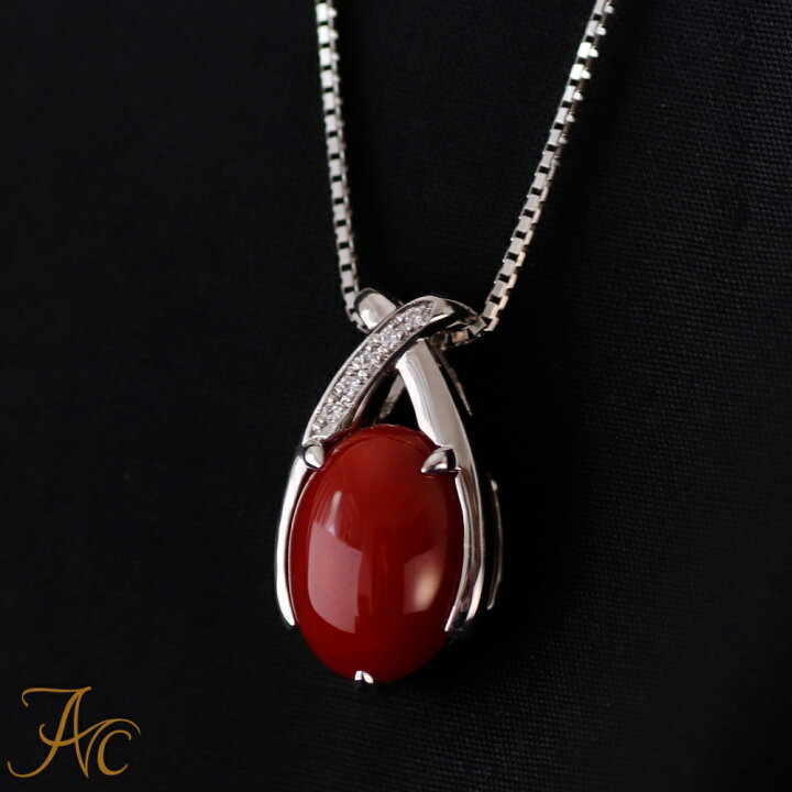 楽天市場】日本産血赤珊瑚13×10ミリPtペンダント・ネックレス(50センチ  