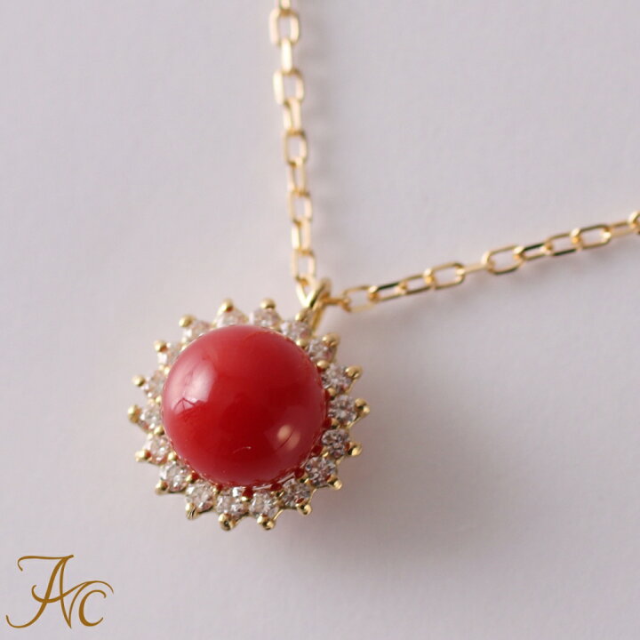 楽天市場】≪1年保証付き≫ 日本産血赤珊瑚5.2ミリ玉K18ペンダント  