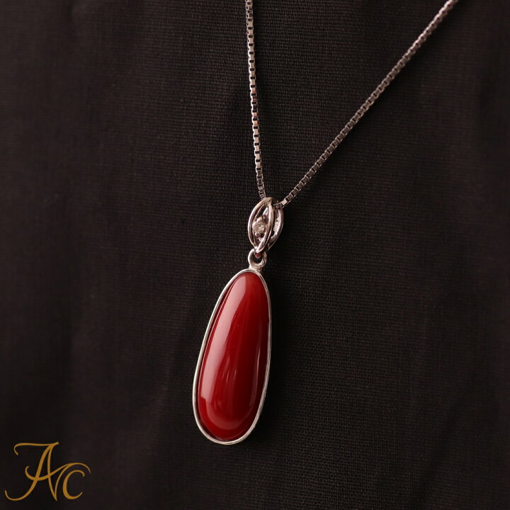 楽天市場】日本産血赤珊瑚ドロップK18ホワイトゴールド シンプル 差し  