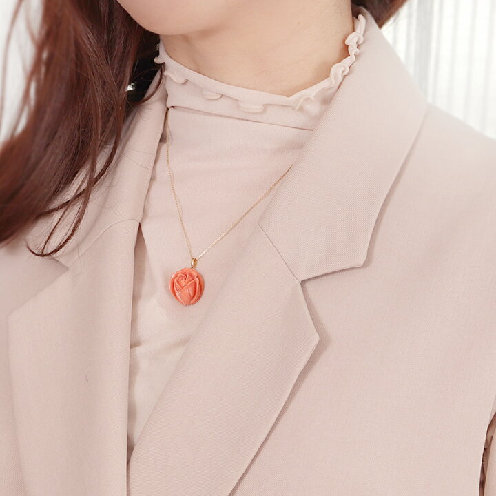 楽天市場】≪1年保証付き≫ 桃珊瑚 薔薇 ローズ K18ペンダント・トップ 