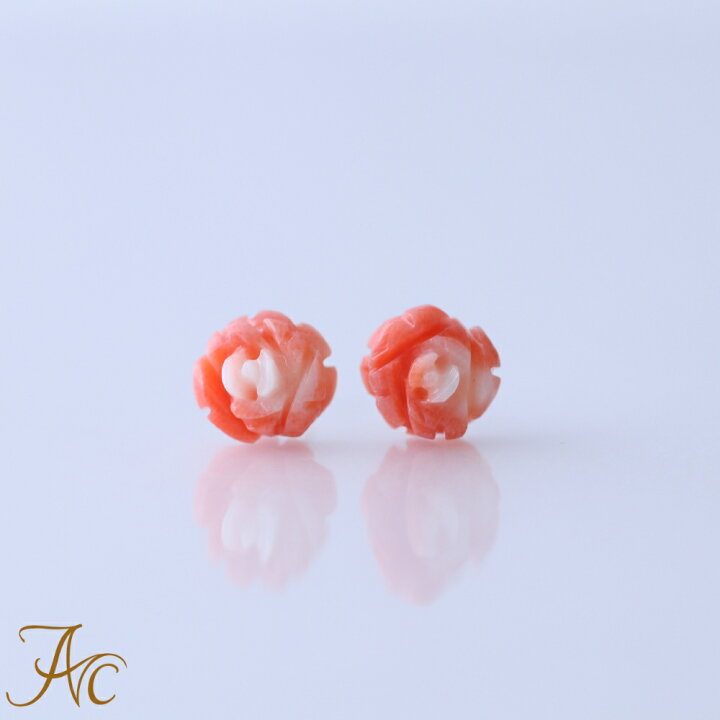 楽天市場】≪あす楽対応≫ ピンク珊瑚＜薔薇＞K10ピアス 3月 誕生石 