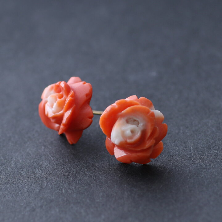 楽天市場】≪マラソン5%OFFクーポン≫ 桃珊瑚 薔薇 ローズ K18ピアス 