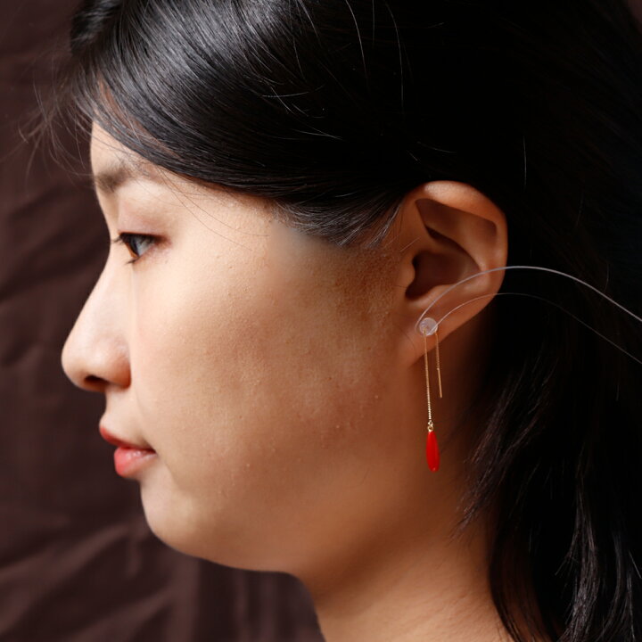 楽天市場】≪1年保証付き≫ 血赤珊瑚ドロップK18チェーン・ピアス 
