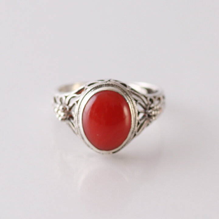 楽天市場】日本産血赤珊瑚 高知県産 オーバル カボション シルバー 