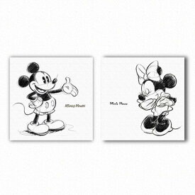 【アートデリ】ミッキー・ミニーのファブリックパネルセット　Disney　アートファブリック パネル ポスター ボード 壁掛け アート 絵 おしゃれ インテリア 玄関 30cm×30cm Mサイズ 2 枚セット 【返金保証】