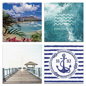 【アートデリ】海のファブリックパネルセット インテリア 雑貨 アート pho-0085_pop-0102_pho-1610-001_pop-0087ファブリック パネル ポスター ボード 壁掛け アート 絵 おしゃれ インテリア 玄関 30cm×30