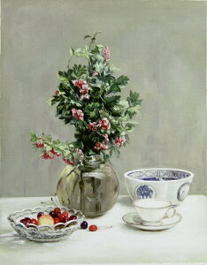油絵 Henri Fantin-Latour_ サンザシの花瓶と日本陶器