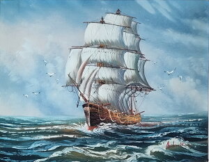 油絵 帆船 MA3211