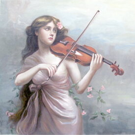 油絵 バイオリン奏者の夢想 ma2970