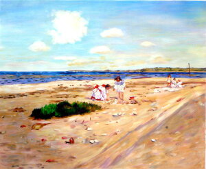特価油絵 William Merritt Chaseの名作_シネコックの貝殻ビーチ ma462