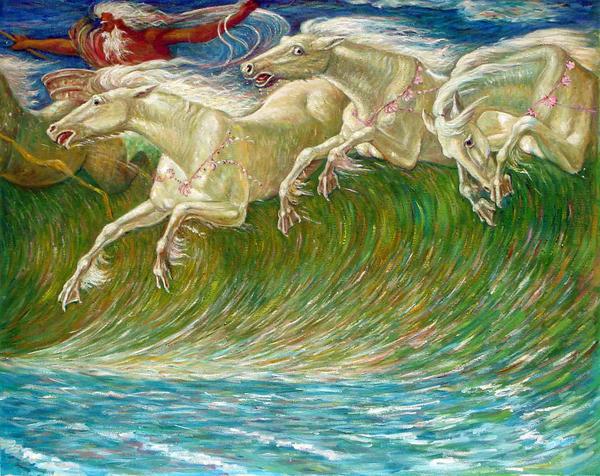 楽天市場】特価油絵 Walter Craneの名作「海神の馬」 ma477 : 絵画制作