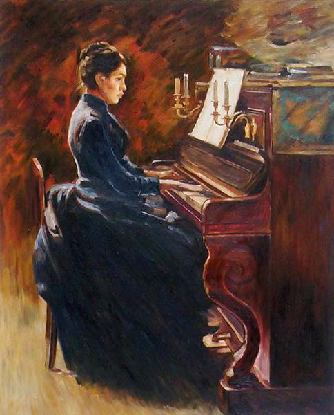 楽天市場】特価油絵 Theodore Robinsonの名作「ピアノを弾く女」 ma496